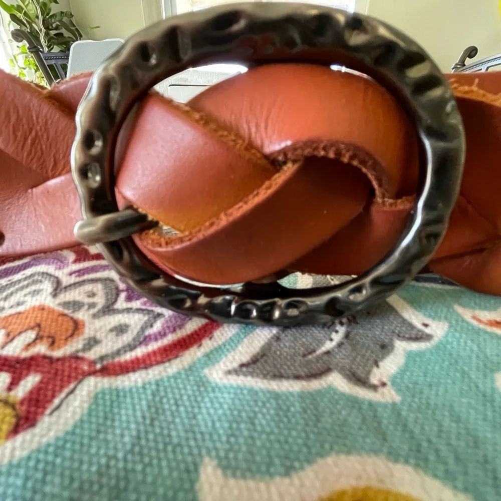 Genuine Leather Brown, Boho braided Belt Medium